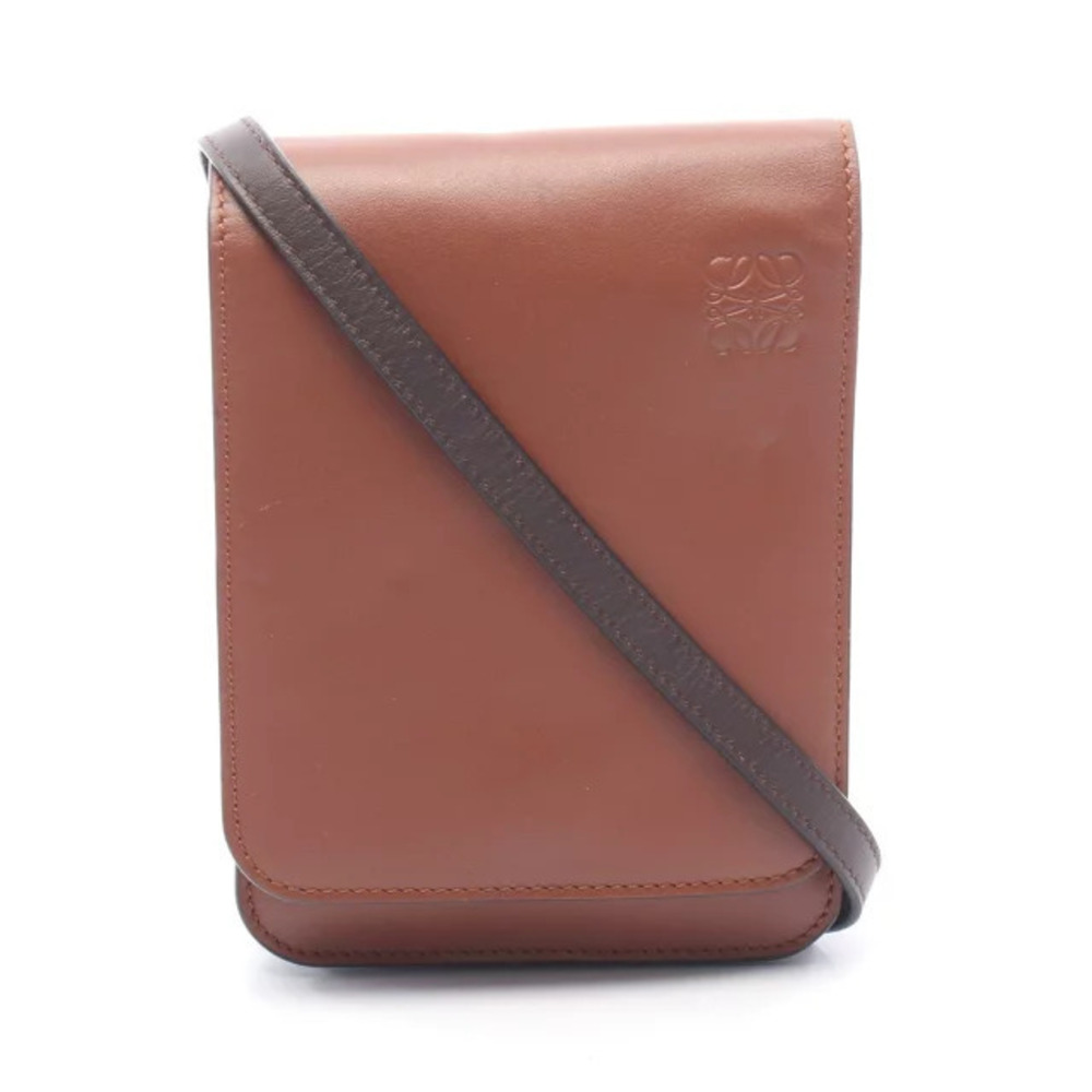Loewe GUSSET FLAT CROSSBODY Bag Shoulder Leather Brown